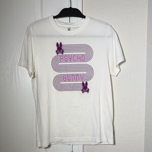 Psycho Bunny White Tee with Purple Design